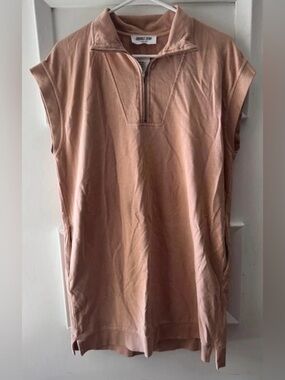 Double Zero Dusty Rose Zip-Front Sleeveless Tunic